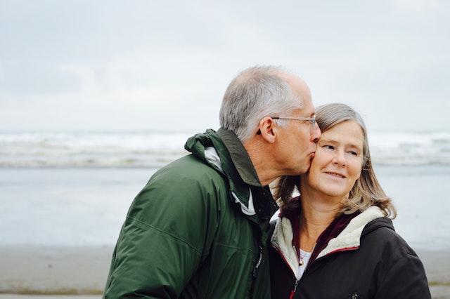 Senior Kissing Cheek